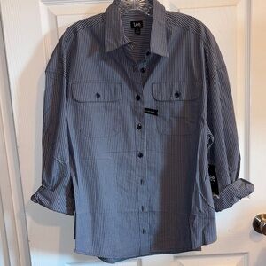 Lee Navy Striped Casual Shirt